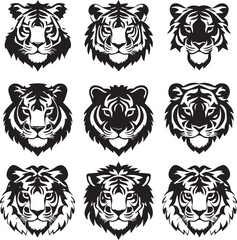 Set of Lion head vector logo icon on white background