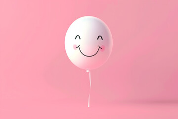 A cheerful white ball on a pink background. April Fools' Day. there is also a place for texts.