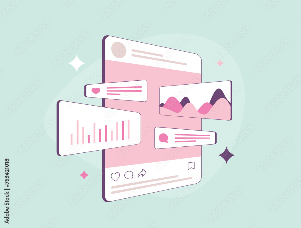 Aufkleber social media marketing statistics. insightful influencer social media analytics. discover trends, en
