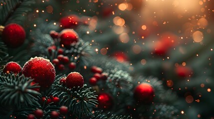 Atmospheric Christmas Tree with Luminous Spheres, To add a festive and artistic touch to holiday decor, desktop backgrounds, and screensavers