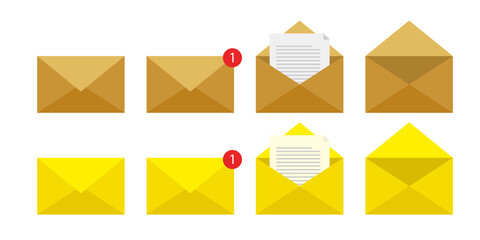 Set of envelopes icons with a picture of a closed letter.
