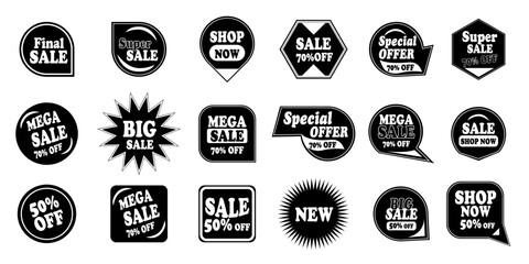 Obraz premium Sale icons set. Black and white sale icons.
