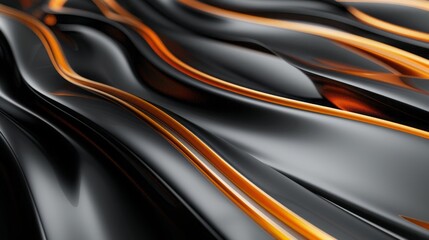Abstract silk smooth lines on black, multicolored liquid fluid rainbow style waves on black.  For Wallpaper, Banner, Background, Card, Book, Illustration, landing page, cover

