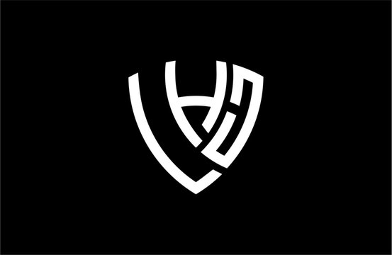 LHJ creative letter shield logo design vector icon illustration