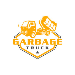 garbage truck illustration logo