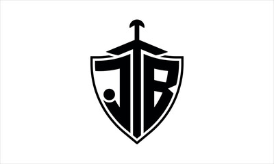 JB initial letter shield icon gaming logo design vector template. batman logo, sports logo, monogram, polygon, war game, symbol, playing logo, abstract, fighting, typography, icon, minimal, knife logo