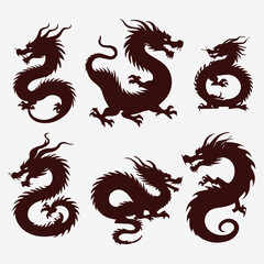 chinese dragon silhouette collection