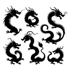 chinese dragon silhouette collection