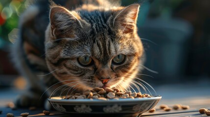 Cat Eats Dry Food Large Bowl, Desktop Wallpaper Backgrounds, Background HD For Designer