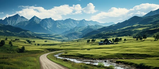 The road winds along the natural slopes of the mountains