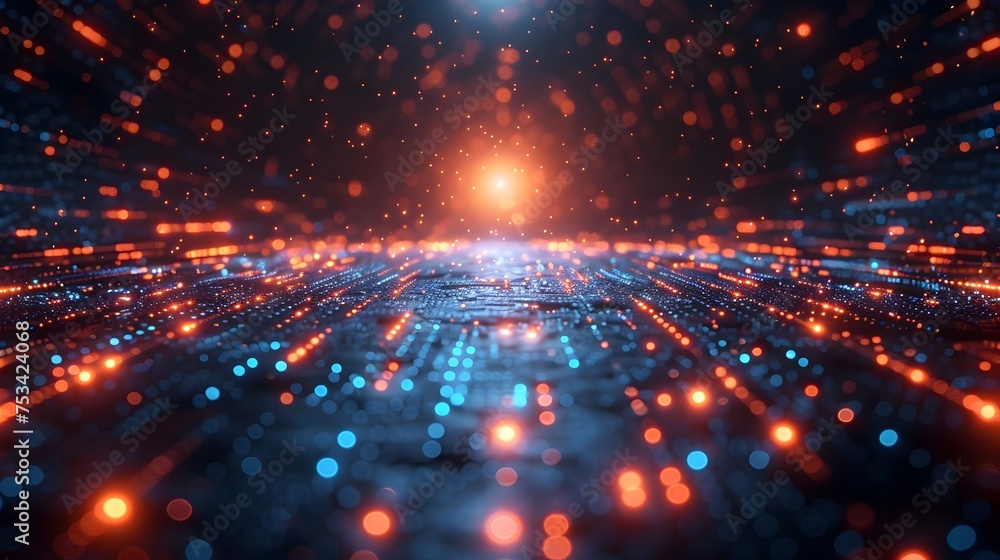 Poster abstract technology background with blue digital pattern