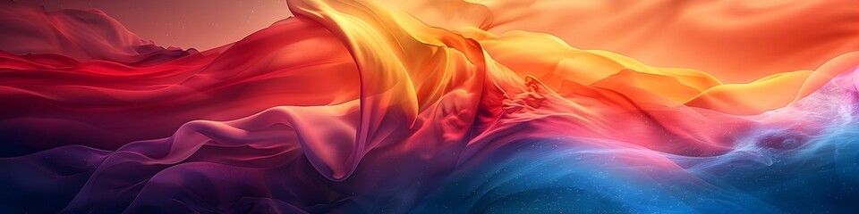 Vibrant Abstract Background with Flowing Silk Fabrics, To add a touch of artistic flair and color to a room or design project - obrazy, fototapety, plakaty