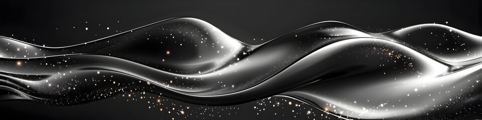 Silver Wavy Elements on Black Background, To add a touch of modern style and elegance to any design...