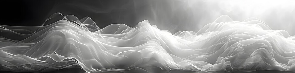 Dynamic Abstract Black and White Waves with Soft Misty Light, To provide a visually striking and...