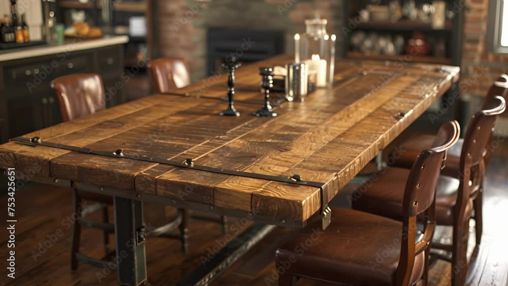 Poster a creative carpenter uses reclaimed wood to construct a oneofakind rustic dining table transforming 