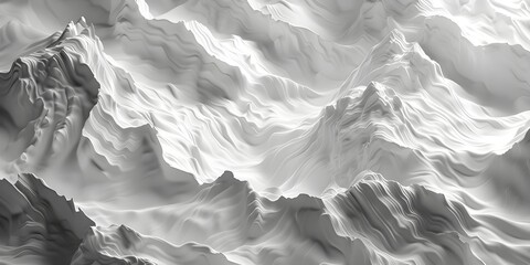 Abstract White Mountains with Waves in ZBrush Style, To provide a striking and unique visual of abstract mountains for use in a variety of design