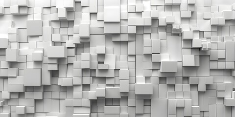 3D Rendering of Layered Squares on White Background, To provide a modern and minimalist digital abstract background for design and technology related