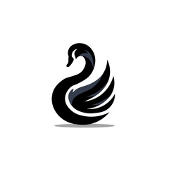 Black Swan Glides Gracefully. Logo Brand