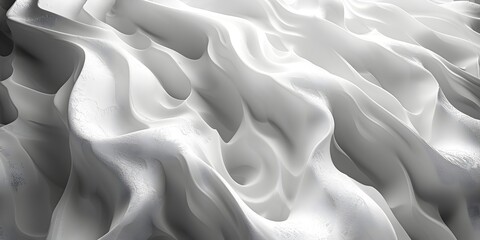 White Wave Texture in Surreal 3D Landscapes, To provide a visually striking and modern texture for...