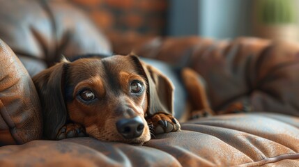 Cute Dachshund Pet Lies Dog Bed, Desktop Wallpaper Backgrounds, Background HD For Designer