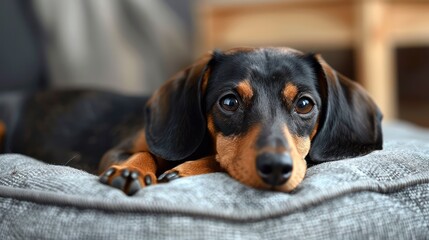 Cute Dachshund Pet Lies Dog Bed, Desktop Wallpaper Backgrounds, Background HD For Designer