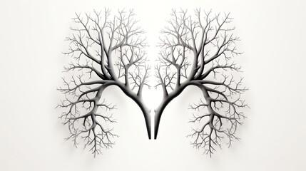 silhouette of lungs on a white background. Trees are the lungs of the planet. Pollution of the planet