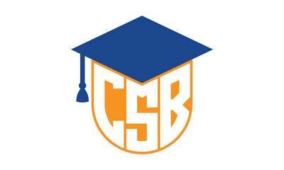 CSB initial letter academic logo design vector template. school college logo, university logo, graduation cap logo, institute logo, educational logo, library logo, teaching logo, book shop, varsity	 - obrazy, fototapety, plakaty