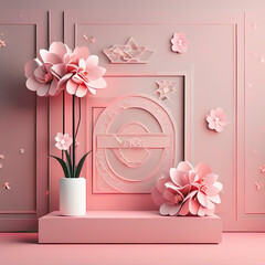 pink flowers on the wall