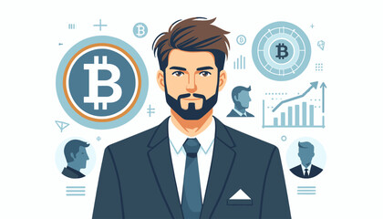 Concept of an image of a virtual currency (Bitcoin) chart movement that is exciting . Vector illustration.