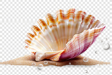 seashell on a transparent background - obrazy, fototapety, plakaty