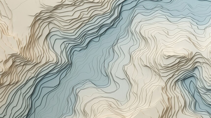 Overhead abstract view of a 3D topographical map - obrazy, fototapety, plakaty