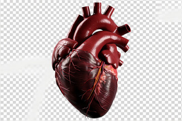 human heart anatomy model on transparent background 