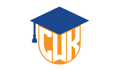 CWK initial letter academic logo design vector template. school college logo, university logo, graduation cap logo, institute logo, educational logo, library logo, teaching logo, book shop, varsity	 - obrazy, fototapety, plakaty