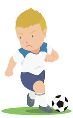 ドリブルをするサッカー選手