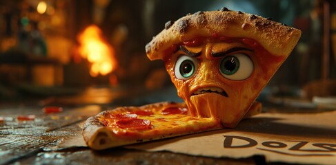 Angry pizza. Created with generative AI.