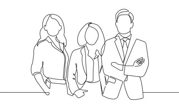 recommend clip art: Business People Group Continuous One Line Drawing. Group of Peoples in Office Minimal Black Lines Drawing on White Background. Continuous One Line Abstract Drawing. Business Meeting Vector Drawing