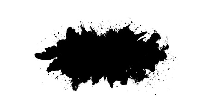 black watercolor splash , black brush stock , grunge paint ,isolated on a transparent background. PNG, cutout, or clipping path.