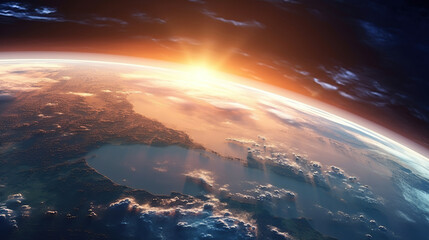 Planet Earth with a spectacular sunset