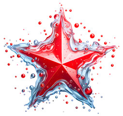 Twinkle sparkle and shining star: gleaming christmas star, decorative red star glowing, magic of a christmas star. cleared background.  - obrazy, fototapety, plakaty