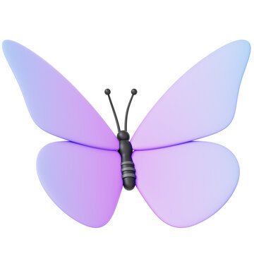Butterfly 3D Icon Rendering Isolated Transparent Background	