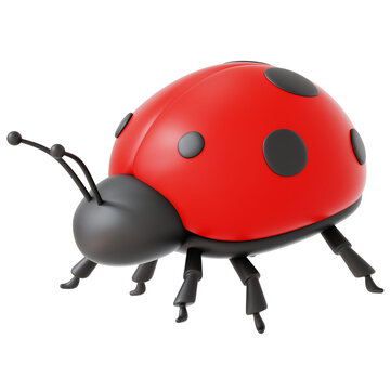 Ladybug 3D Icon Rendering Isolated Transparent Background	