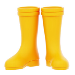 Rain Boot 3D Icon Rendering Isolated Transparent Background	