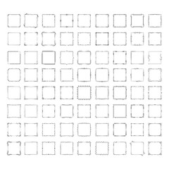 Set Black Simple Line Frame Collection Doodle Square Floral Frame Elements Vector Design Style Sketch Isolated Illustration For Banner