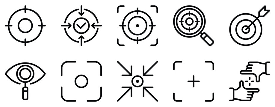 focus icon line style set collection