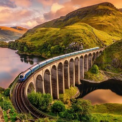 Glenfinnan Viaduct railway in Inverness-shire, Scotland - obrazy, fototapety, plakaty