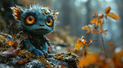 Naklejka premium cute monster in a raw. Created with Generative AI. 