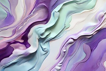 Abstract colorful watercolor paint pastel tone blue green violet purple background with liquid...