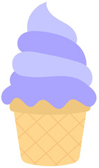 summer set hand drawn cute colorful kawaii ice cream Black Raspberry and lavender soft serve