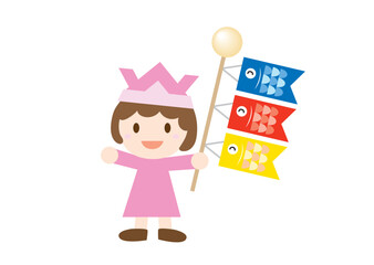 鯉のぼりを持った女の子