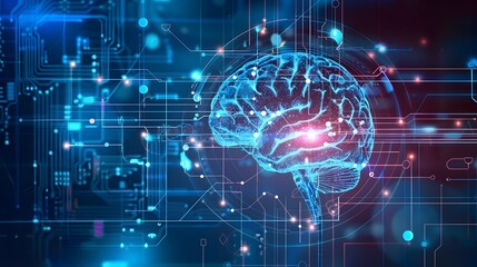 Futuristic Artificial Intelligent Brain on Circuit Background, To convey the concept of advanced technology and artificial intelligence in a visually